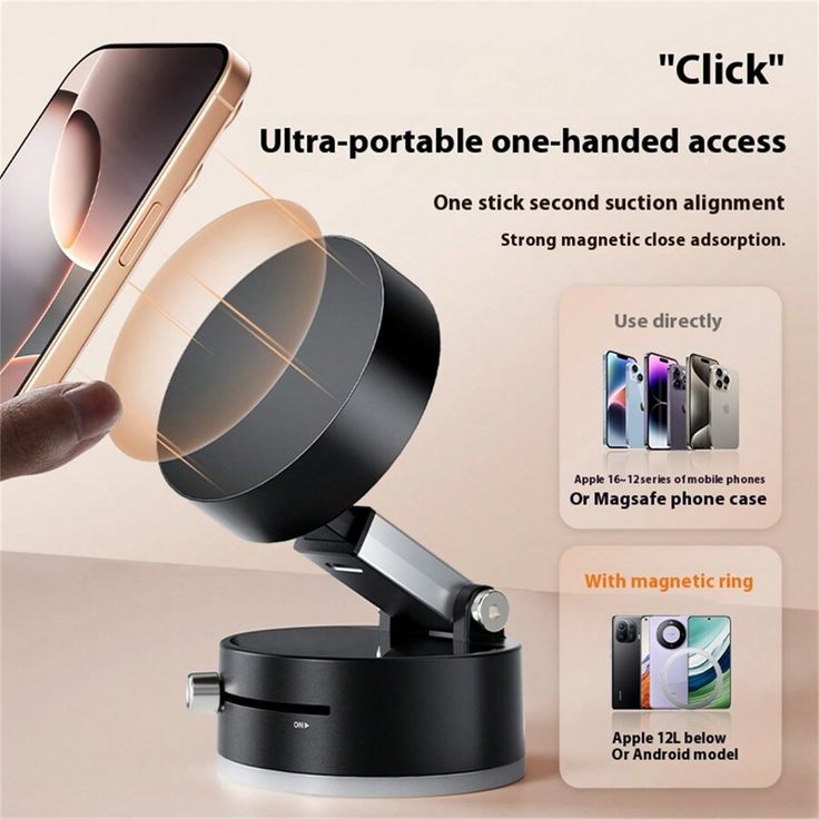 Magnetic 360 Degree Vacuum Suction Cup GPS Stand Mobile Phone Holder